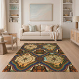 Rainbow Compass Boho Adventure Area Rug