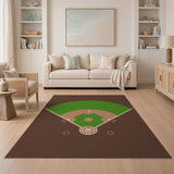 Geometric Modern Green Baseball Diamond Field Area Rug