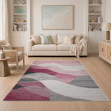 Pink Abstract Wave Area Rug