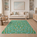 Teal Wave Abstract No. 6 Area Rug