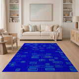 Neon Circuit Blue Teal Area Rug