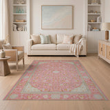 Traditional Persian Elegant Pink Persian Floral Area Rug