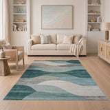 Abstract Area Teal Wave Abstract Area Rug