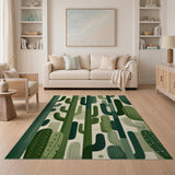 Green Cactus Abstract Southwestern Rug