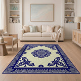 Traditional Persian Blue and Teal Navy Blue Mandala Persian Area Rug