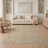 Elegant Beige Floral Swirl Area Rug
