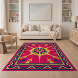 Multi-color and Patterns Vibrant Red Starburst Geometric Area Rug