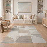 Geometric Modern Abstract Beige Geometric Area Rug