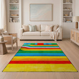 Vibrant Wavy Multi-Color Stripe Area Rug