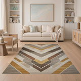 Brown and Tan Brown Tan Southwestern Zigzag Area Rug