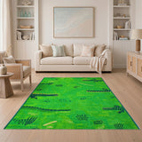 Kids Cartoon Green Playful Green Crocodile Cartoon Area Rug