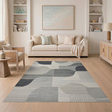 Black and White Modern Geometric Abstract Area Rug