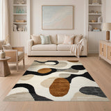 Brown Geometric Circle Modern Area Rug