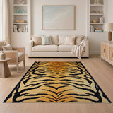 Bold Orange Tiger Stripe Geometric Modern Area Rug