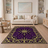 Purple Gold Ornate Medallion Area Rug