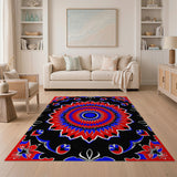 Bold Red Blue Mandala Area Rug
