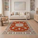 Orange Terracotta Persian Medallion Area Rug