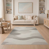 Serene Grey Wave Abstract Area Rug