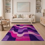 Wavy Purple Pink Abstract Area Rug