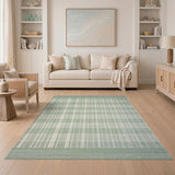 Sage Green Plaid Woven Area Rug