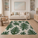 Green Fir Branches Gold Stars Area Rug