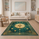 Vintage Compass Teal Area Rug