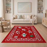 Playful Cartoon Snowmen Red Holiday Rug