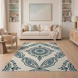 Teal Floral Medallion Persian Rug