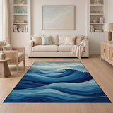 Crashing Ocean Wave Blue Area Rug