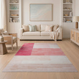Abstract Red Pink Geometric Area Rug