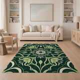 Emerald Green Floral Medallion Area Rug
