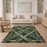 Green Ivy Trellis with Daisies Area Rug