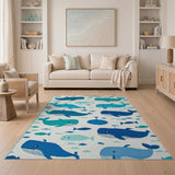 Whimsical Whales Ocean Kids Area Rug