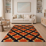Vibrant Orange Diamond Geometric Southwestern Rug