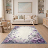 Purple Floral Vintage Washable Area Rug