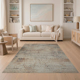 Brown and Tan Distressed Heritage Tribal Area Rug