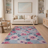 Floral Vintage Pink Peony Floral Area Rug