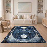 Vintage Celestial Moons Blue Area Rug
