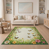 Vibrant Butterfly Floral Vine Border Rug