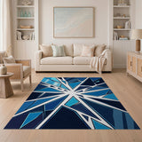 Blue Shatterburst Geometric Area Rug