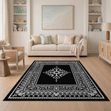 Ornate Black White Persian Medallion No. 6 Rug