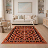 Orange Geometric Octagon Southwestern Rug