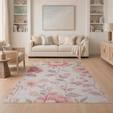Blush Pink Blush Peony Floral Area Rug