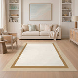 Beige Bordered Geometric Area Rug