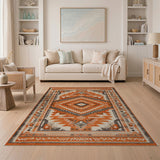 Orange Terracotta Geometric Southwestern Area Rug