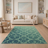 Teal Interwoven Geometric Area Rug