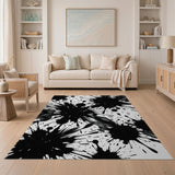 Black White Ink Splatter Feather Area Rug