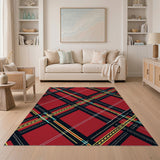 Bold Red Plaid Geometric Area Rug