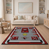 Red Arcade Billiards Dice Area Rug