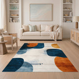 Blue Teal Orange Abstract Area Rug